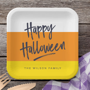 Sweet Candy Corn Happy Halloween Paper Plate