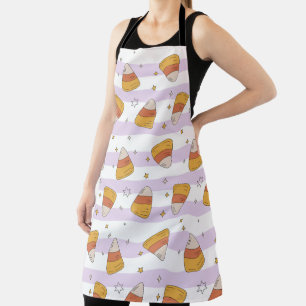 Sweet Candy Corn & Stars Halloween Pattern Apron