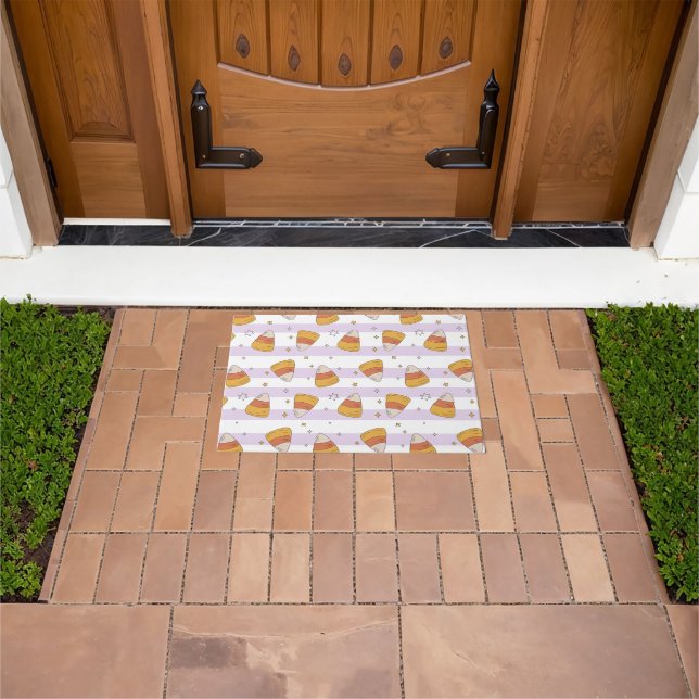 Sweet Candy Corn & Stars Halloween Pattern Doormat (Outdoor)