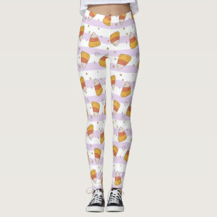 Sweet Candy Corn & Stars Halloween Pattern Leggings