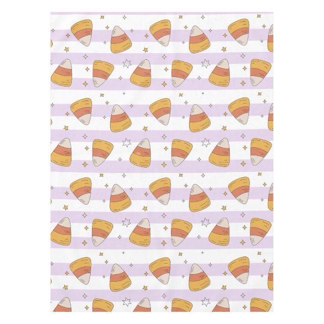 Sweet Candy Corn & Stars Halloween Pattern Tablecloth (Front)