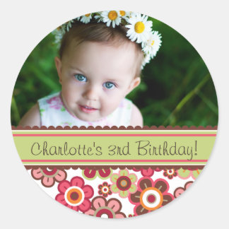 Sweet Candy Daisies Girl Birthday Photo Sticker