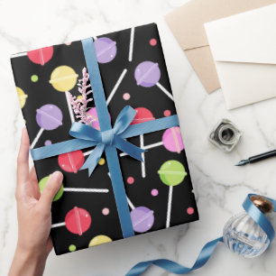 Sweet Candy Lollipops Pattern Birthday Wrapping Paper