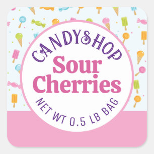 Sweet Candy Shop and Ice Cream Pink Sticker Label