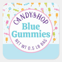 Sweet Candy Shop Ice Cream Blue Sticker Label