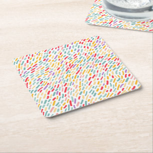 Sweet Candy Sprinkle Pattern Square Paper Coaster
