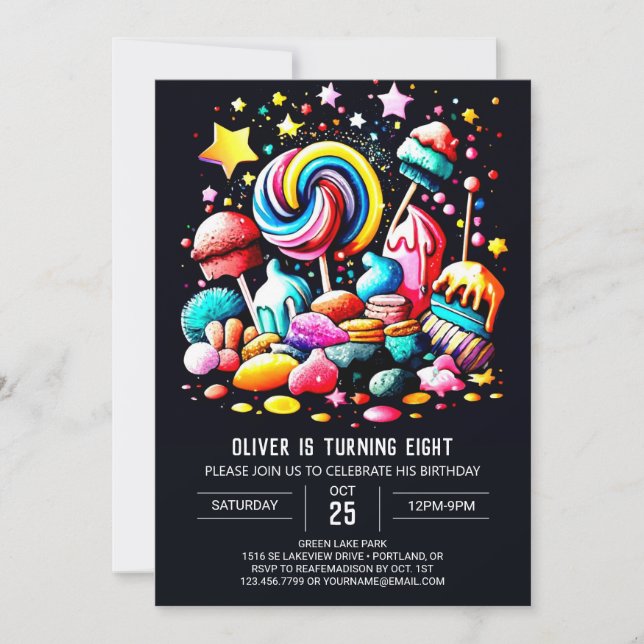 Sweet Candyland Editable Birthday Invitation (Front)