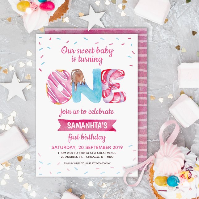 Sweet Candyland First Birthday  Invitation (Creator Uploaded)