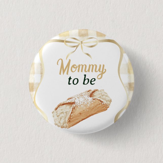 Sweet Cannoli Neutral Beige Italian Baby Shower 3 Cm Round Badge (Front)