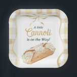 Sweet Cannoli Neutral Beige Italian Baby Shower Paper Plate<br><div class="desc">Planning a Little Cannoli Baby Shower? This adorable Italian themed baby shower Shower Paper Plates features watercolor cannoli pastries and a sweet bakery aesthetic. Perfect for a Sweet Little Cannoli Is on the Way celebration.</div>