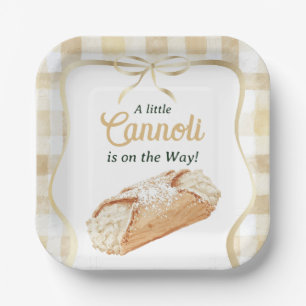 Sweet Cannoli Neutral Beige Italian Baby Shower Paper Plate