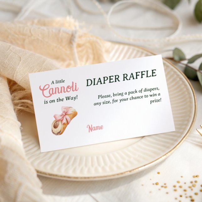 Sweet Cannoli Pink Bow Girl Italian Baby Shower Enclosure Card (Creator Uploaded)