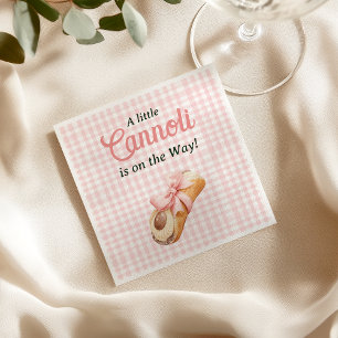 Sweet Cannoli Pink Bow Girl Italian Baby Shower Napkin