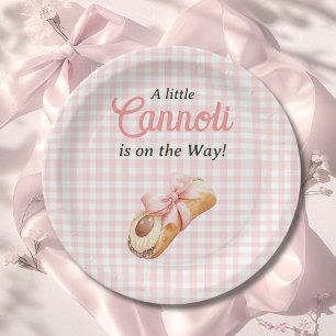 Sweet Cannoli Pink Bow Girl Italian Baby Shower Paper Plate