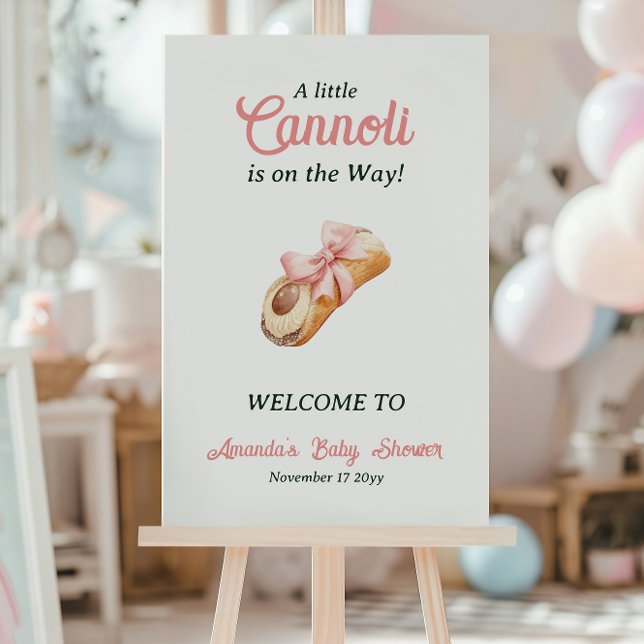Sweet Cannoli Pink Bow Girl Italian Baby Shower Poster (Creator Uploaded)