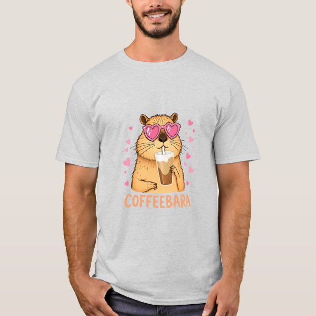 Sweet Capybara likes coffee Coffeebara T-Shirt (Front)