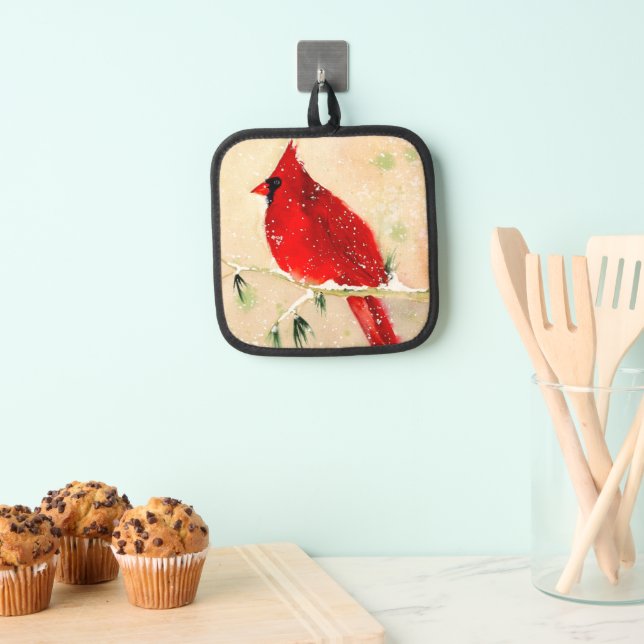 Sweet Cardinal Oven Mitt Pot Holder (Insitu(Hanging))
