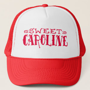 Sweet Caroline Red Tattoo Font Trucker Hat