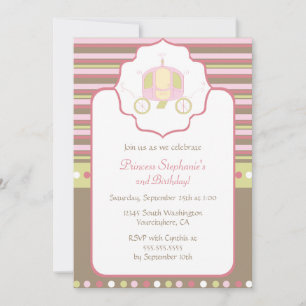 Sweet carriage princess party birthday invitation