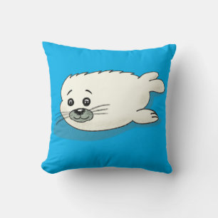 Sweet Cartoon Baby Harp Seal Cushion
