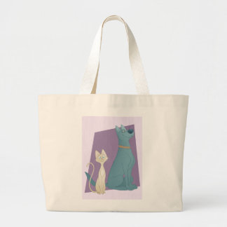 Sweet Cartoon Dog & Cat Large Tote Bag