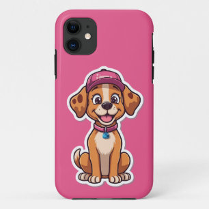 Sweet Cartoon Dog – Happy Puppy in Cap Sticker Case-Mate iPhone Case
