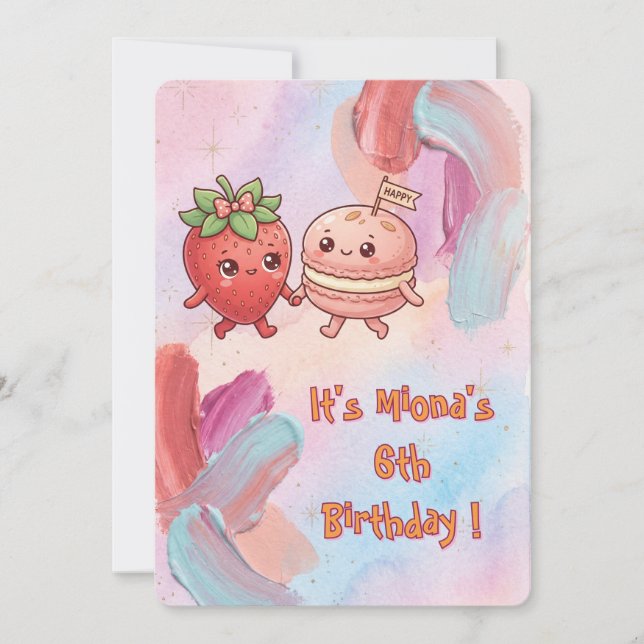 Sweet Cartoon Party Bithday Invitation (Front)