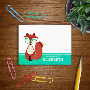 Sweet Cartoon Red Fox Personalised Post-it Notes