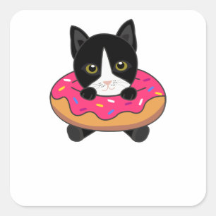 Sweet Cat Funny Animals In Doughnut Funny Cats Square Sticker