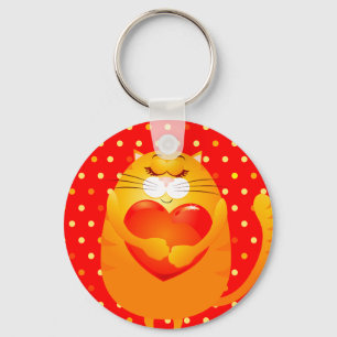 Sweet cat in love, keychain