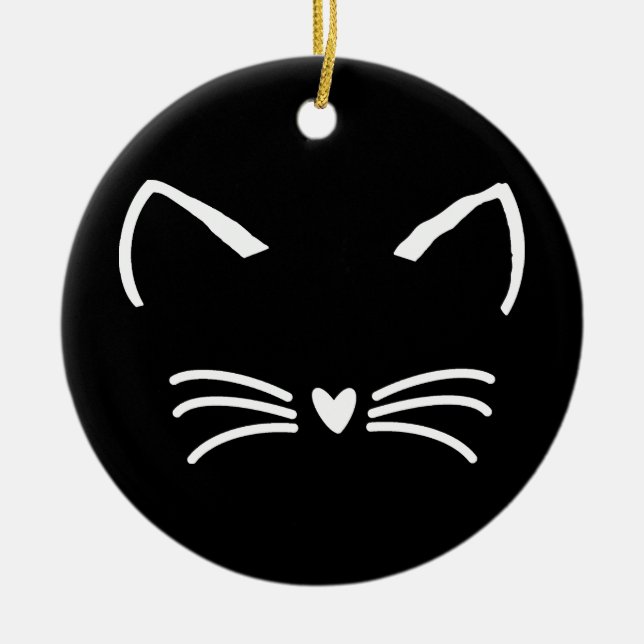 Sweet Cat Kitten Face Ceramic Tree Decoration (Front)