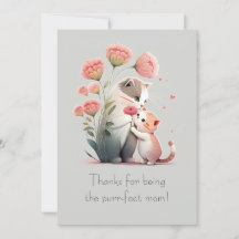 Sweet Cat Mom and Kitten