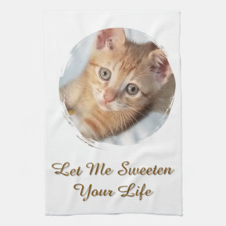 Sweet Cat Photo, Text, Replaceable, Tea Towel