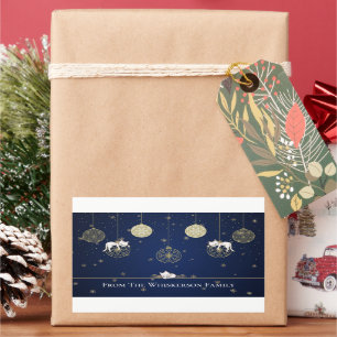 Sweet Cats Sleeping on Gold Christmas Ornaments Rectangular Sticker