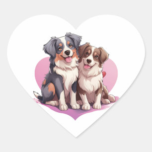 Sweet Cavalier Spaniel Couple in Heart Sticker