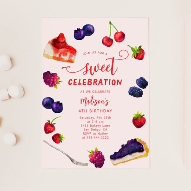 Sweet Celebration Berries and Cakes Birthday Invitation (Creator Uploaded)