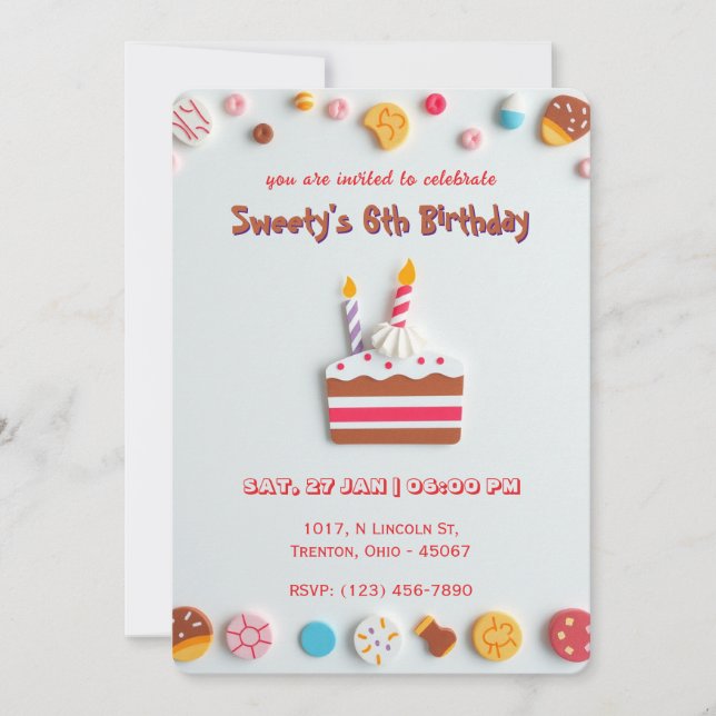 Sweet Celebration Birthday Invitation (Front)