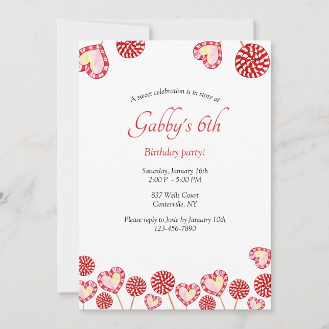 Sweet Celebration Birthday Party Invitation (Front)