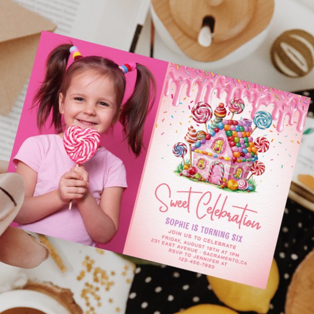 Sweet Celebration Candyland Photo Kids Birthday  Invitation (Creator Uploaded)