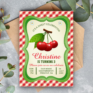 Sweet Celebration   Cherries Birthday Invitation