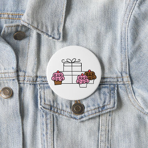 Sweet Celebration Cupcake and Gift Box 7.5 Cm Round Badge