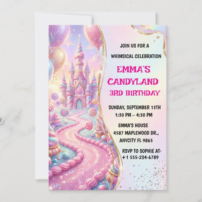 Sweet Celebration Kids Birthday Invite (Front)