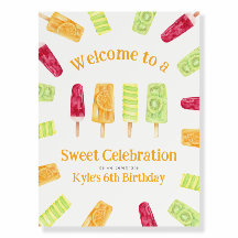 Sweet Celebration Popsicle Birthday Party Sign