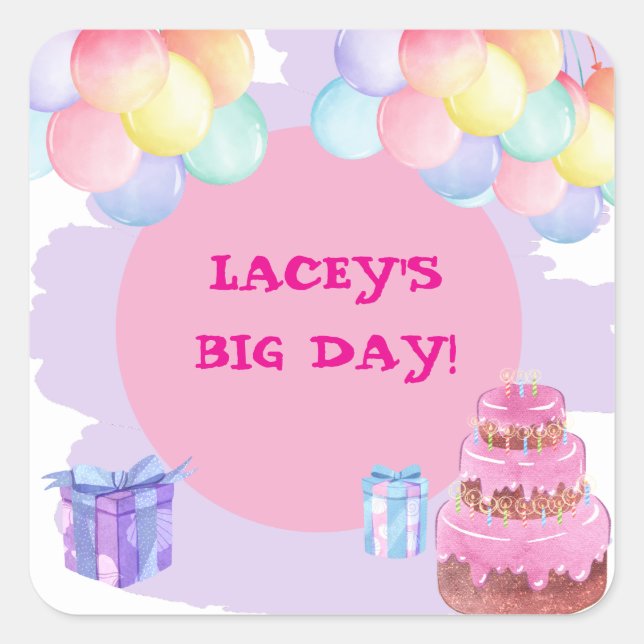 Sweet Celebration: Purple Birthday  Square Sticker (Front)