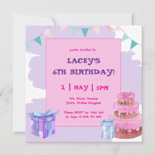 Sweet Celebration: Purple Pink Birthday Invitation