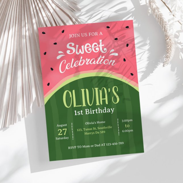 Sweet Celebration Watermelon Birthday Invitation (Creator Uploaded)