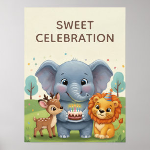Sweet Celebration Woodland Animals Kids Wall Art