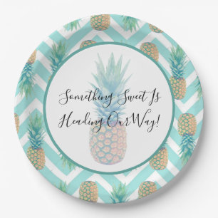 Sweet Celebrations Pineapple Chevron Baby Shower Paper Plate