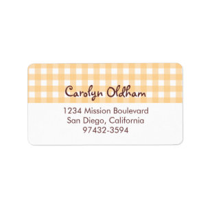 Sweet charming orange gingham return or mailing label