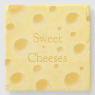 "Sweet Cheese" in Customisable Whimsical Cheese Stone Coaster